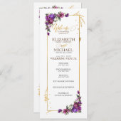 Paarse hotroze gouden Waterverf Programmakaart (Voorkant / Achterkant)