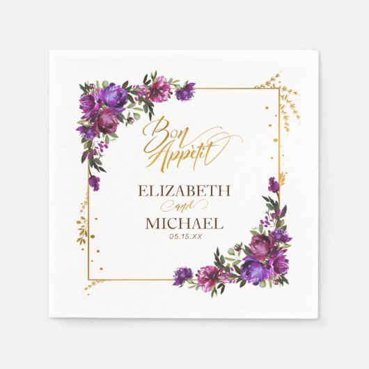 Paarse hotroze gouden Waterverf Servet (Voorkant)
