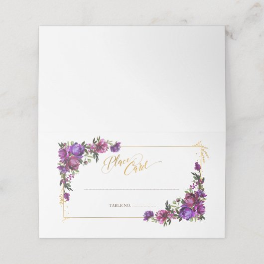 Paarse hotroze goudWaterverf Plaatskaartje (Buitenkant ongevouwen)