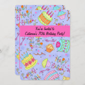 Paarse hotroze Tween's 12e verjaardag uitnodiging (Voorkant / Achterkant)