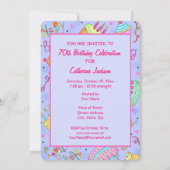 Paarse hotroze Tween's 12e verjaardag uitnodiging (Achterkant)