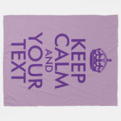 Paarse Houd Kalm en Jouw tekst Fleece Deken (Voorkant (Horizontaal))