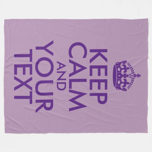 Paarse Houd Kalm en Jouw tekst Fleece Deken (Voorkant (Horizontaal))