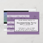 paarse housewarming concertticket kaart (Voorkant / Achterkant)