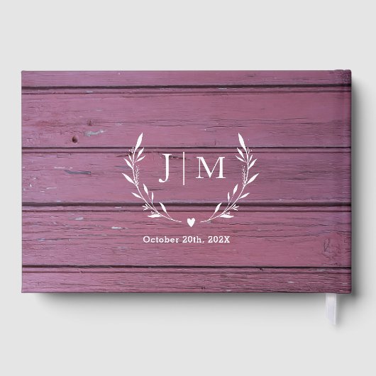 Paarse Houten Baby's Breath Lights & Kant Bruiloft Gastenboek (Achterkant)