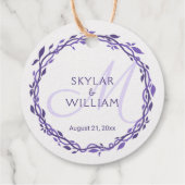 Paarse houten bruiloft dubbelzijdig goudfolie bedankjes labels (Achterkant)