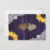 Paarse Houten Kant Zonnebloem Bruiloft RSVP Kaarte (Achterkant)