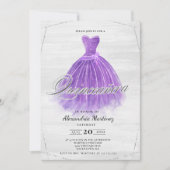Paarse houten kleding glitter Quinceañera Kaart (Voorkant)
