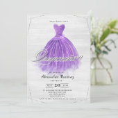 Paarse houten kleding glitter Quinceañera Kaart (Staand voorkant)