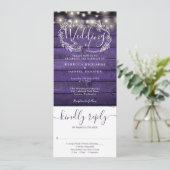 Paarse houten koord lichten allen in één huwelijk kaart (Staand voorkant)