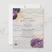 Paarse houten lights Brunch & Bubble Kaart (Voorkant)