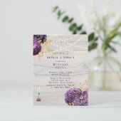 Paarse houten lights Brunch & Bubble Kaart (Staand voorkant)