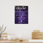 Paarse Houten Snaar Lichten Huwelijk Welkom Teken Poster (Keuken)