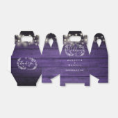 Paarse houten snaarlichten bloemenbruiloft bedankdoosjes (Uitgevouwen)