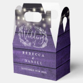 Paarse houten snaarlichten bloemenbruiloft bedankdoosjes (Geopend)