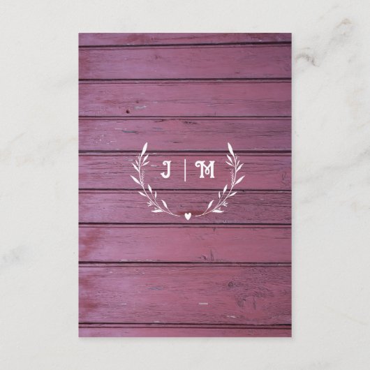 Paarse houten string verlichting & kant bruiloft d informatiekaartje (Achterkant)