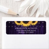 Paarse Houten Zonnebloem Trouw Retouradres Etiket (Insitu)