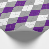 Paarse Houtskool Donkergrijs Wit XL Argyle Cadeaupapier (Hoek)