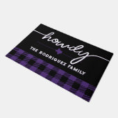 Paarse Howdy Buffalo Plaid Deurmat (Schuin)