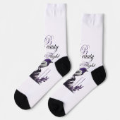 Paarse-Hued Bird & Plant | Tranquil Art Sokken (Links)