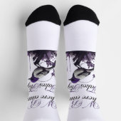 Paarse-Hued Bird & Plant | Tranquil Art Sokken (Top)