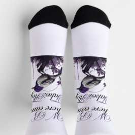 Paarse-Hued Bird & Plant | Tranquil Art Sokken