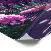 Paarse Hues van Cherry Blossom Alley op Sunset Poster (Hoek)