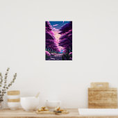 Paarse Hues van Cherry Blossom Alley op Sunset Poster (Keuken)