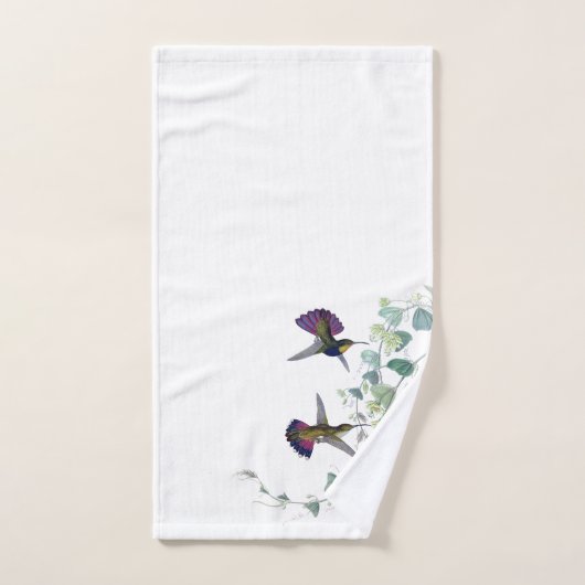 Paarse Hummingbird Birds Flowers Bath Towel Set Bad Handdoek (Handdoek)