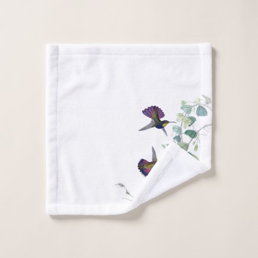 Paarse Hummingbird Birds Flowers Bath Towel Set Bad Handdoek (Wasdoekje)