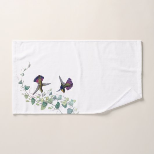 Paarse Hummingbird Birds Flowers Bath Towel Set Bad Handdoek (Handdoek)