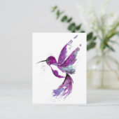 Paarse Hummingbird Briefkaart (Staand voorkant)