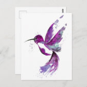 Paarse Hummingbird Briefkaart (Voorkant / Achterkant)