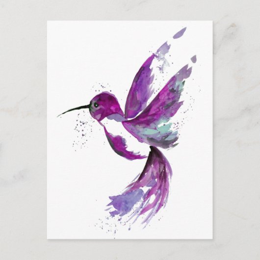 Paarse Hummingbird Briefkaart (Voorkant)