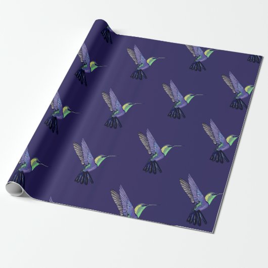 Paarse Hummingbird Cadeaupapier (Uitgerold)