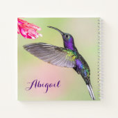 Paarse Hummingbird Mooi gepersonaliseerd Notitieboek (Achterkant)
