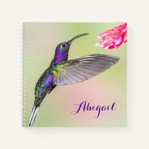 Paarse Hummingbird Mooi gepersonaliseerd Notitieboek