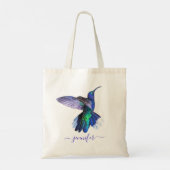 Paarse Hummingbird Persoonlijke naam Tote Bag (Achterkant)