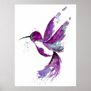 Paarse Hummingbird Poster