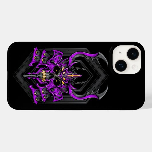 Paarse Hunter Samurai Skull Case-Mate iPhone Case (Achterkant (horizontaal))