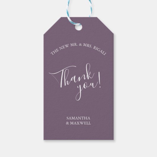 Paarse Huwelijk Bedankt Cadeautags Cadeaulabel (Voorkant)