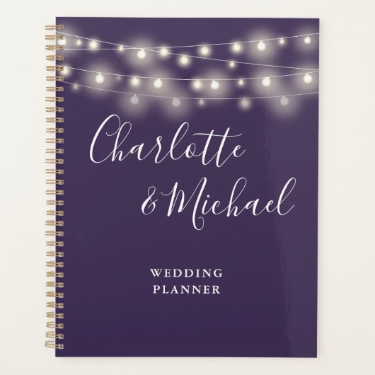 Paarse Huwelijks String Lights Signature Script Planner (Voorkant)