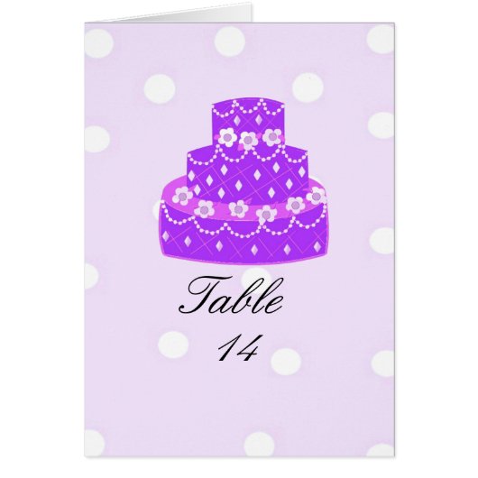 Paarse huwelijks taart tafel zitkaart (Voorkant)