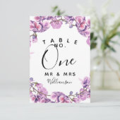 paarse huwelijks Tafel Nummer feest/huwelijk Kaart (Staand voorkant)