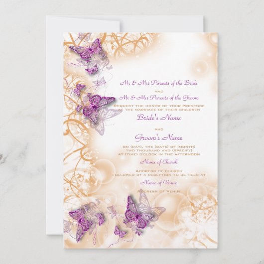 Paarse huwelijks verlovingsjubileum kaart (Achterkant)