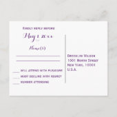 Paarse Huwelijksaansluiting Postkaarten op maat Uitnodiging Briefkaart (Achterkant)