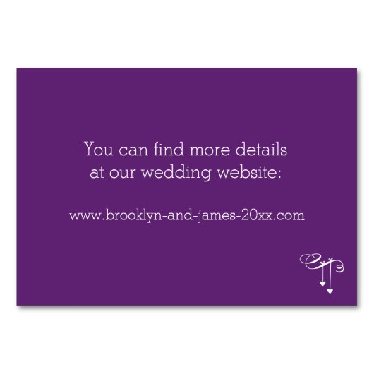 Paarse Huwelijksaccommodatiekaart op maat Kaart (Achterkant)