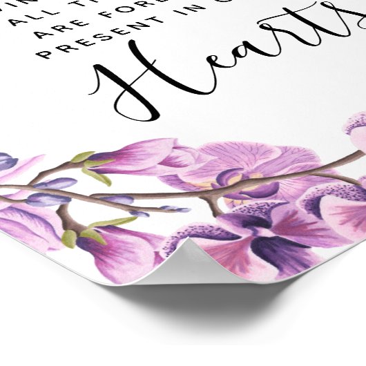 paarse huwelijksbloem Herinneringskaars teken brui Poster (Hoek)