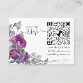 Paarse Huwelijksbloemen Online RSVP QR Code Informatiekaartje (Voorkant)