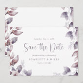 Paarse Huwelijksdatum Besparen Save The Date (Voorkant / Achterkant)